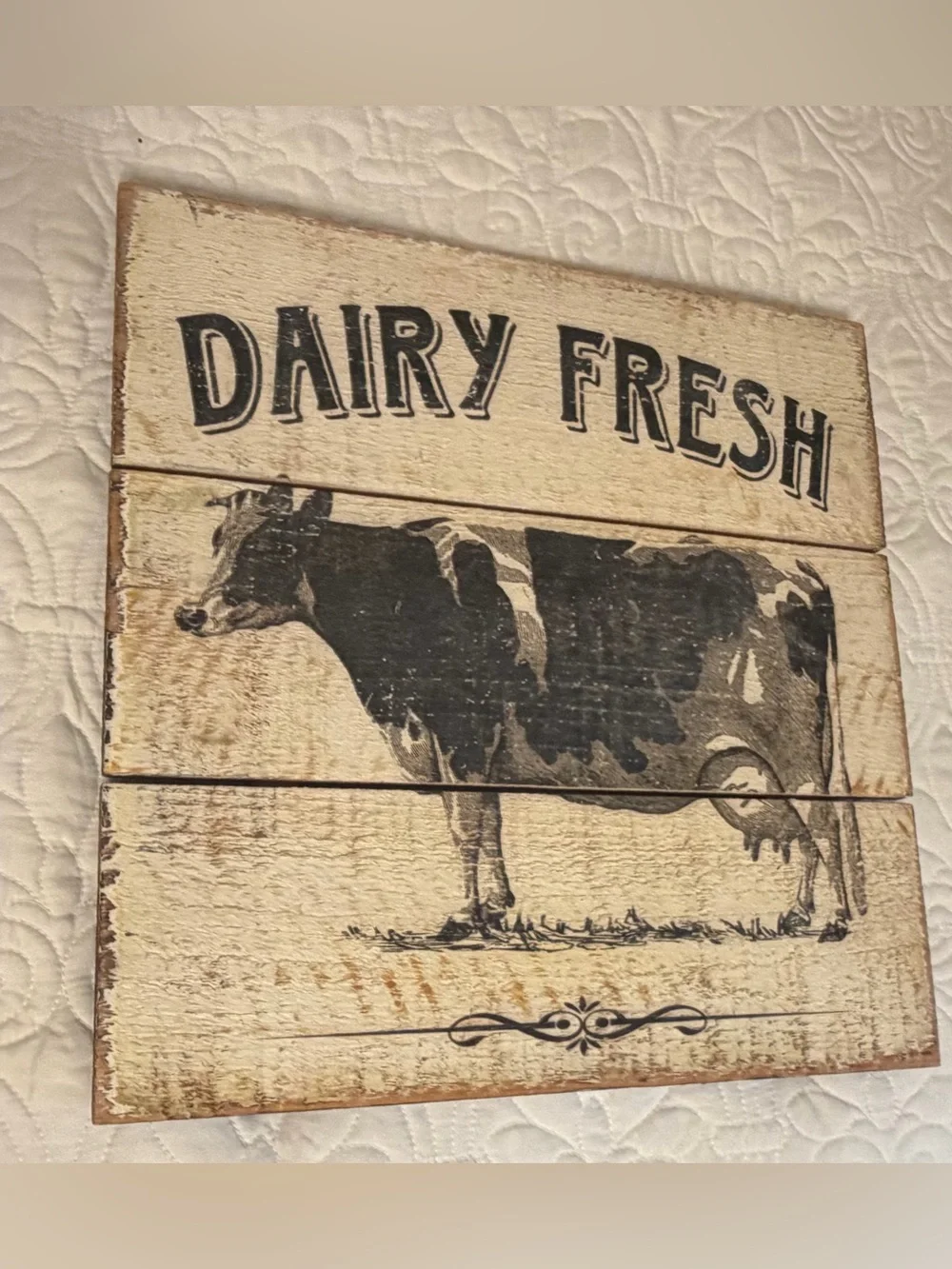 Dairy Fresh Black & Cream Farmhouse Wood Wall Sign
